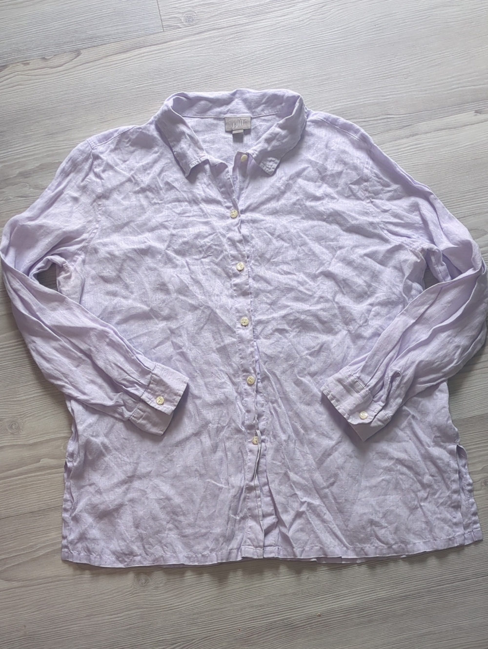 J.Jill 100% Linen Button Up Shirt Lavender Long Sleeve Women's Small